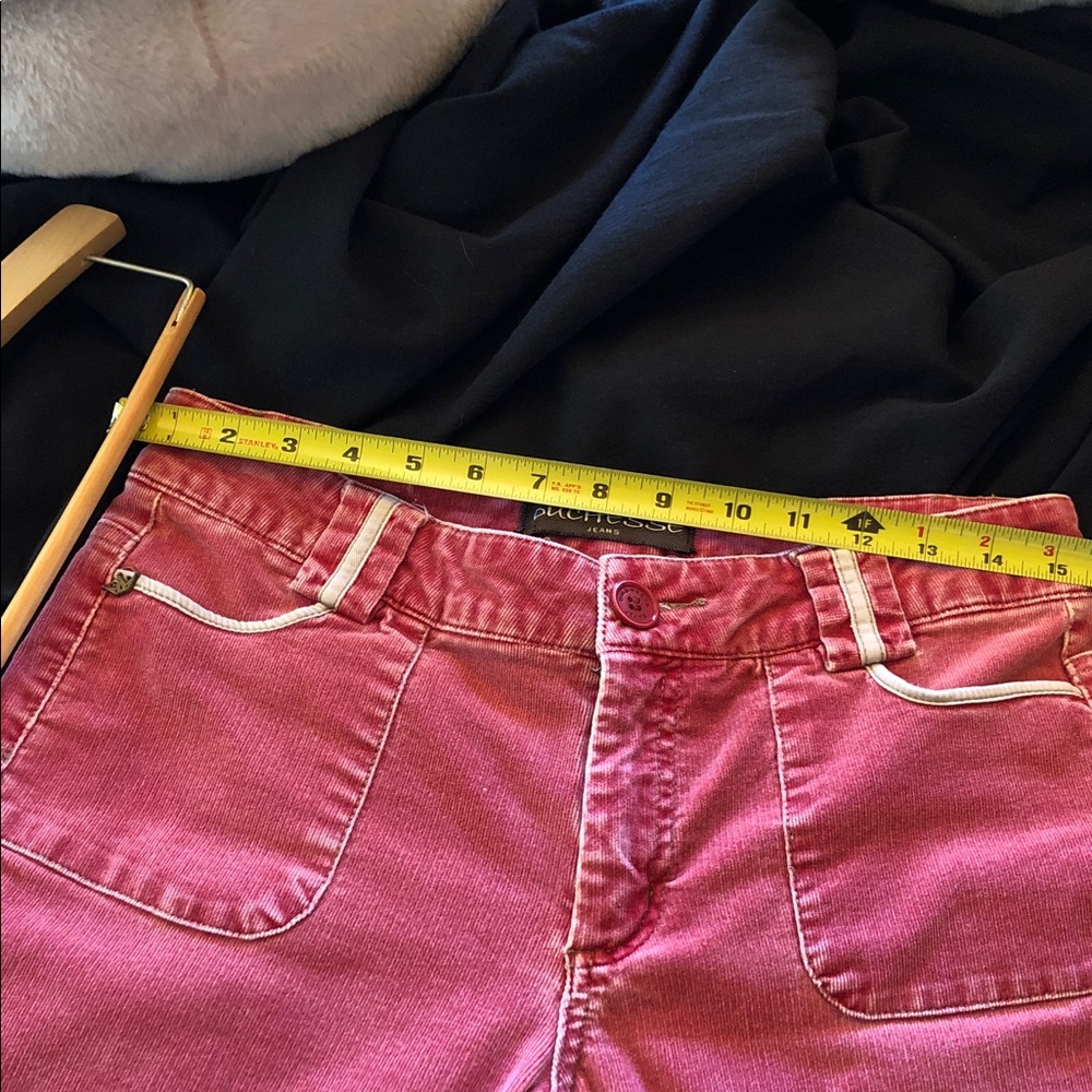 Vibrant pink Flare velvet Jeans for Women - Picture 7 of 12
